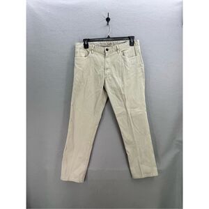 Faherty Mens Tan Beige Stretch Cotton Blend Straight Leg Chino Pants Size 35